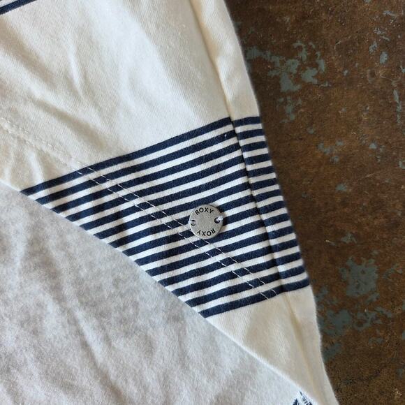 Roxy Ocean Stripe High Low Tulip Midi Skirt Size S White Blue Asymmetric Beachy - Picture 5 of 8